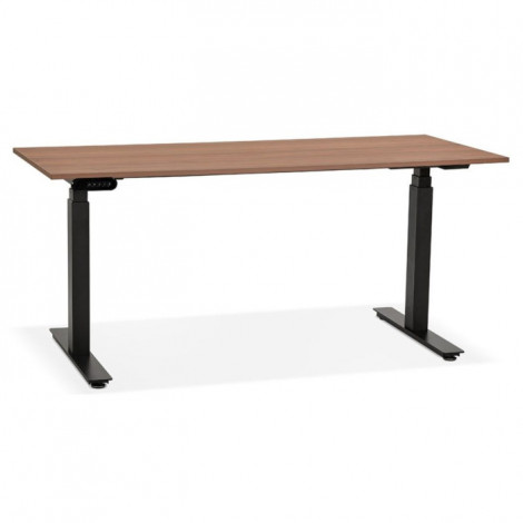 Bureau Ergonomique Réglable "Électrique" 160cm Noyer & Noir|Bureau|Paris Prix