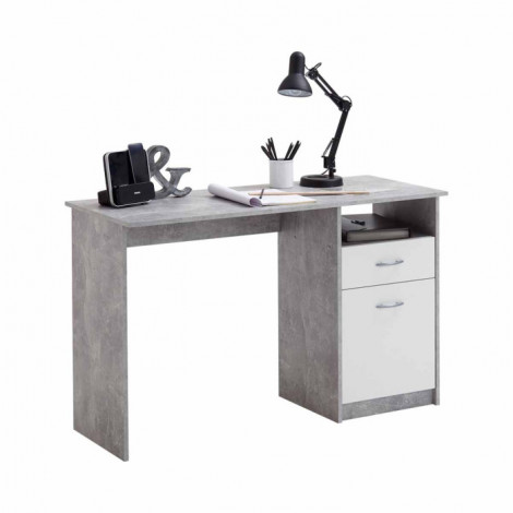 Bureau Design 1 Porte & 1 Tiroir "Sonka" 123cm Gris|Bureau|Paris Prix