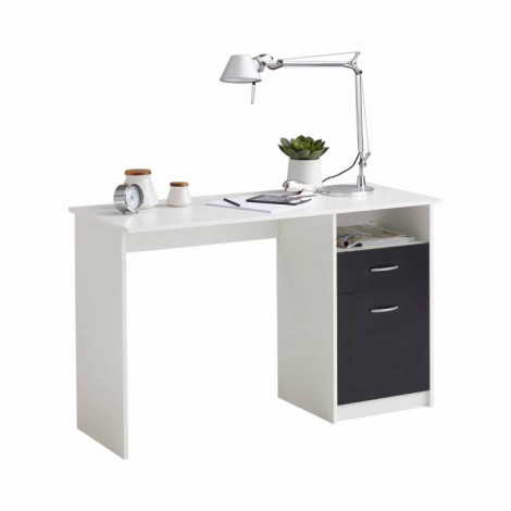 Bureau Design 1 Porte & 1 Tiroir "Sonka" 123cm Blanc|Bureau|Paris Prix