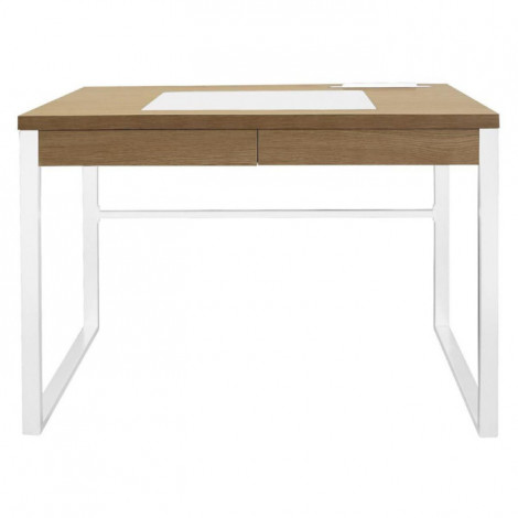 Bureau Design 1 Tiroir "Porqa" 100cm Naturel & Blanc|Bureau|Paris Prix