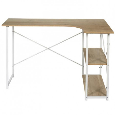 Bureau d'Angle Déco "Job" 120cm Blanc & Naturel|Bureau|Paris Prix