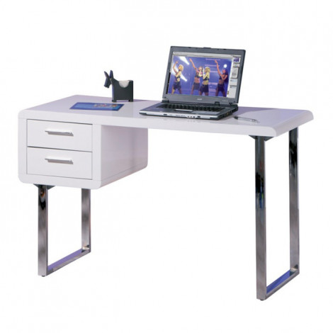 Bureau Design 2 Tiroirs "Teo" 120cm Blanc|Bureau|Paris Prix
