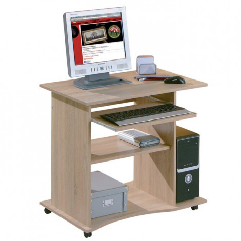 Bureau Informatique à Roulettes "Tao" 80cm Chêne|Bureau|Paris Prix