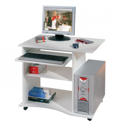 Bureau Informatique à Roulettes "Tao" 80cm Blanc|Bureau|Paris Prix