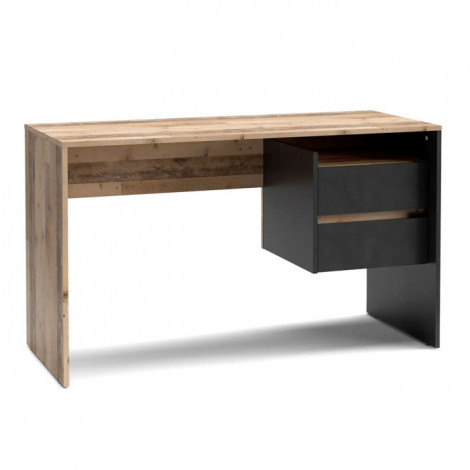 Bureau 2 Tiroirs Design "Paco" 125cm Chêne & Gris|Bureau|Paris Prix
