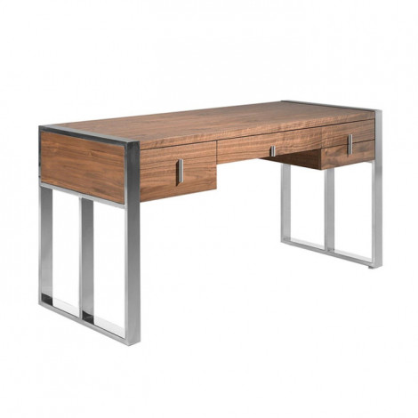 Bureau Design Bois & Acier "Tybu" 158cm Noyer|Bureau|Paris Prix