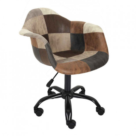 Fauteuil de Bureau "Patchwork" 74cm Marron & Noir|Chaises et Fauteuils|Paris Prix