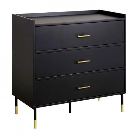 Commode 3 Tiroirs Design "Tedy" 80cm Noir|Commode|Paris Prix
