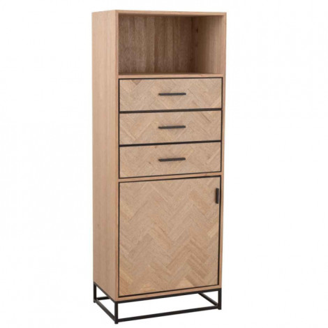 Chiffonnier 3 Tiroirs "Miraza" 158cm Naturel & Noir|Commode|Paris Prix