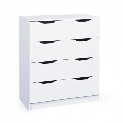 Commode 8 Tiroirs "Tilda" 80cm Blanc|Commode|Paris Prix