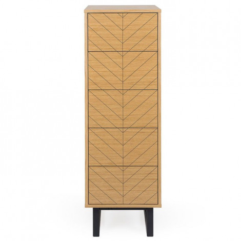 Chiffonnier 5 Tiroirs Chevrons "Camden" 123cm Naturel|Commode|Paris Prix