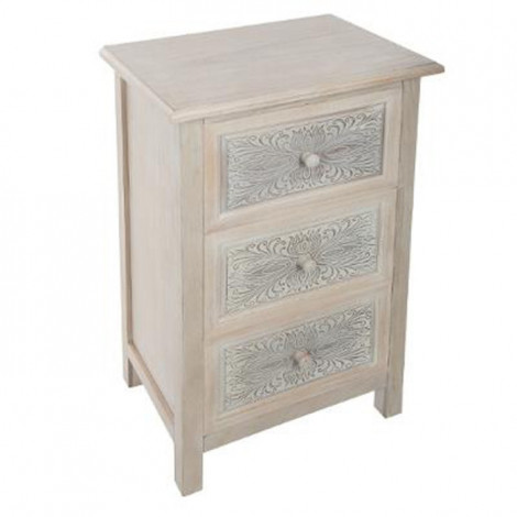 Commode Vintage 3 Tiroirs "Hina" 80cm Blanc|Commode|Paris Prix