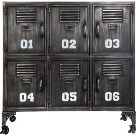 Commode Industrielle 6 Portes "Casiers" 90cm Noir|Commode|Paris Prix