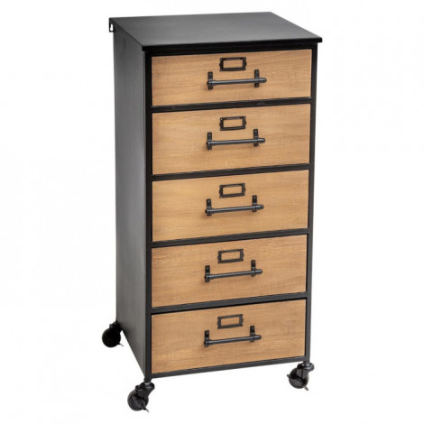 Chiffonnier Design 5 Tiroirs "Baris" 87cm Noir|Commode|Paris Prix