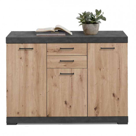 Commode 3 Portes & 2 Tiroirs "Cazeg" 120cm Naturel|Commode|Paris Prix