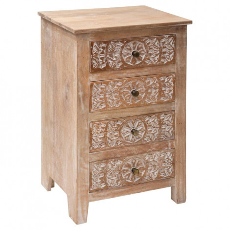 Chiffonnier 4 Tiroirs en Bois "Shirel" 80cm Naturel|Commode|Paris Prix