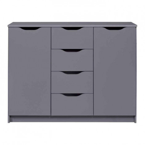 Commode 2 Portes & 4 Tiroirs "Litania" 122cm Gris|Commode|Paris Prix
