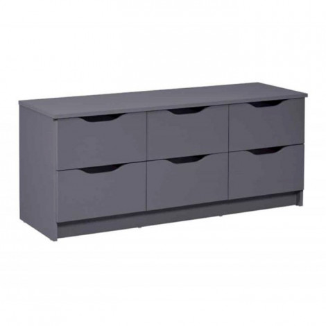 Commode 6 Tiroirs Design "Litania" 122cm Gris|Commode|Paris Prix