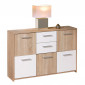 Commode 5 Portes "Victoria" 115cm Blanc & Naturel|Commode|Paris Prix