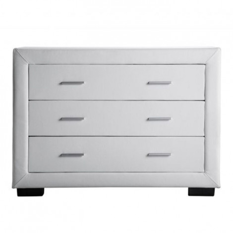 Commode 3 Tiroirs Design "Tazetun" 110cm Blanc|Commode|Paris Prix