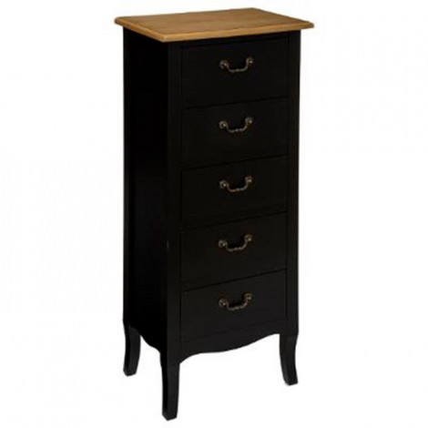 Chiffonnier 5 Tiroirs "Chrysa" 113cm Noir|Commode|Paris Prix