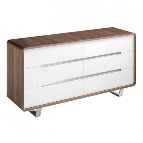 Commode 6 Tiroirs en Bois "Ruelta" 140cm Noyer|Commode|Paris Prix