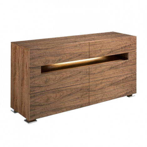 Commode 6 Tiroirs en Bois "Lucia" 140cm Noyer|Commode|Paris Prix