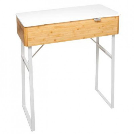 Coiffeuse & Miroir en Bambou "Levia" 88cm Blanc|Commode|Paris Prix