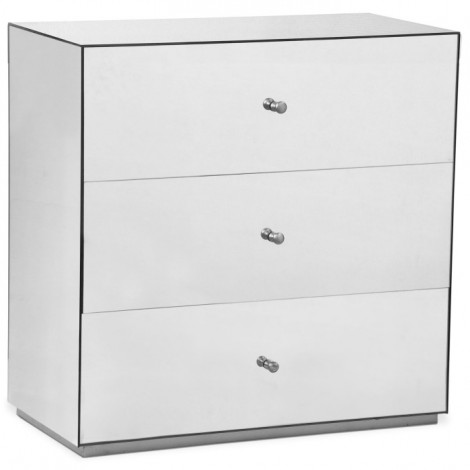 Commode 3 Tiroirs "Miravo" 86cm Transparent & Argent|Commode|Paris Prix