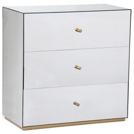 Commode 3 Tiroirs "Miravo" 86cm Transparent & Or|Commode|Paris Prix