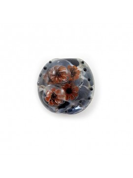 Perle bombée style Murano, fond gris