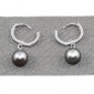 Boucles d'oreilles petites créoles en argent 925 et perles de Tahiti