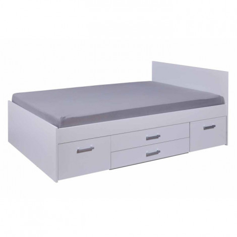 Lit Multi-Rangements "Adia" 140x200cm Blanc|Lit Adulte|Paris Prix