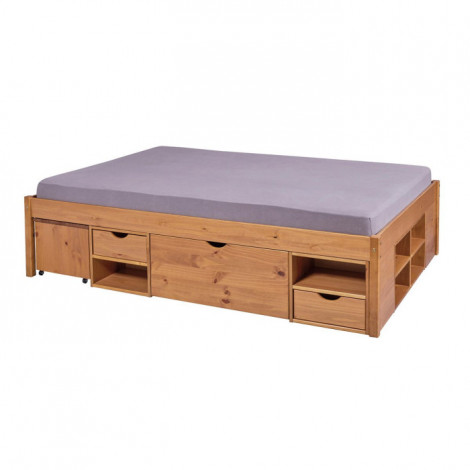Lit Adulte Multi-Rangements "Tilia" 180x200cm Marron|Lit Adulte|Paris Prix