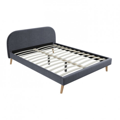 Lit Adulte en Tissu "Opamo" 160x200cm Gris Foncé|Lit Adulte|Paris Prix