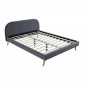 Lit Adulte en Tissu "Opamo" 160x200cm Gris Foncé|Lit Adulte|Paris Prix