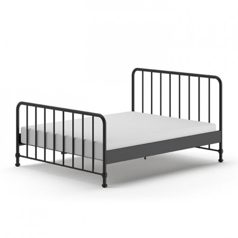 Lit Adulte "Bronxx" 160x200cm Noir Mat|Lit Adulte|Paris Prix