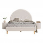Pack - Lit Adulte & 2 Poufs Bouclés "Moon" 140x200cm Blanc|Lit Adulte|Paris Prix
