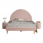 Pack - Lit Adulte & 2 Poufs Bouclés "Moon" 140x200cm Rose|Lit Adulte|Paris Prix