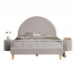Pack - Lit Adulte & 2 Poufs Bouclés "Moon" 140x200cm Gris|Lit Adulte|Paris Prix