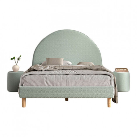 Pack - Lit Adulte & 2 Poufs Bouclés "Moon" 140x200cm Vert|Lit Adulte|Paris Prix