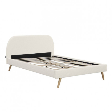 Lit Scandinave Bouclette "Carrey" 140x190cm Blanc|Lit Adulte|Paris Prix