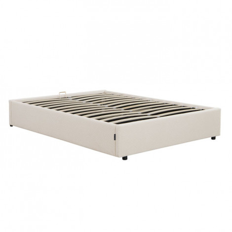 Lit Coffre en Velours "Collin" 140x190cm Beige|Lit Adulte|Paris Prix