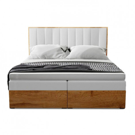Lit Coffre & Matelas Design "Natural" 180x190cm Blanc|Lit Adulte|Paris Prix