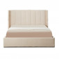 Lit Double Coffre Tissu Bouclette "Somia" 160x200cm Crème|Lit Adulte|Paris Prix