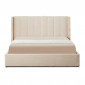 Lit Double Coffre Tissu Bouclette "Somia" 180x200cm Crème|Lit Adulte|Paris Prix