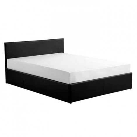 Lit Coffre & Tête de Lit "Corta" 140x190cm Noir|Lit Adulte|Paris Prix