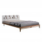 Lit Design Bois & Tissu "Zapata" 150x200cm Naturel|Lit Adulte|Paris Prix