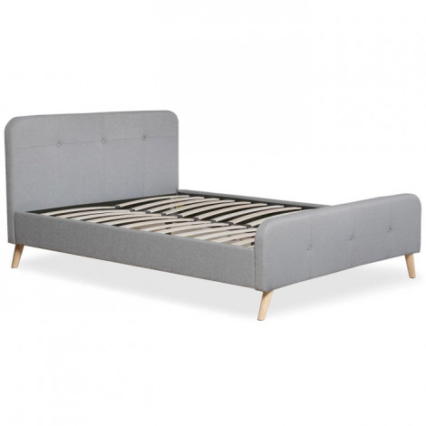 Lit Scandinave & Sommier "Sad" 140x190cm Gris|Lit Adulte|Paris Prix