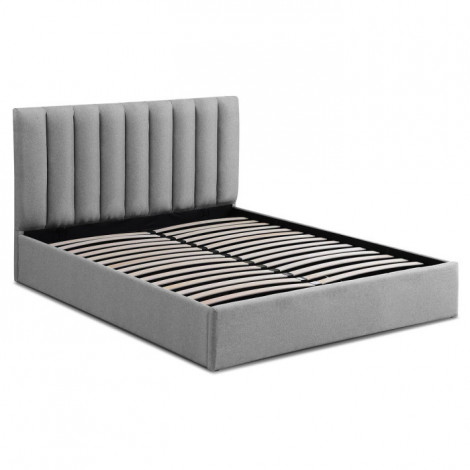 Lit Coffre Design en Tissu "Songa" 160x200cm Gris|Lit Adulte|Paris Prix